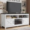 imageYITAHOME TV Stand for 6555 Inch Television Farmhouse Entertainment Center Television Stand with Power Outlets and Open Shelf Media Console TV Cabinet for Living Room WhiteBlackWhiteBlack