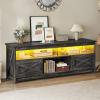 imageYITAHOME TV Stand for 6555 Inch Television Farmhouse Entertainment Center Television Stand with Power Outlets and Open Shelf Media Console TV Cabinet for Living Room WhiteBlackDark Grey