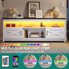 imageYITAHOME TV Stand for 6555 Inch Television Farmhouse Entertainment Center Television Stand with Power Outlets and Open Shelf Media Console TV Cabinet for Living Room WhiteBlackWhiteBlack
