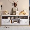 imageYITAHOME TV Stand for 6555 Inch Television Farmhouse Entertainment Center Television Stand with Power Outlets and Open Shelf Media Console TV Cabinet for Living Room WhiteBlackGrey WhiteGrey Wash