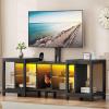 imageYITAHOME TV Stand with Mount for Living Room Black Modern TV Stand for 70inch TV with Power Outlet ampamp LED Lights LED Entertainment Center Gaming TV Console Cabinet Black Carbon Fiber