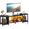 imageYITAHOME TV Stand with Mount for Living Room Black Modern TV Stand for 70inch TV with Power Outlet ampamp LED Lights LED Entertainment Center Gaming TV Console Cabinet Black Carbon Fiber
