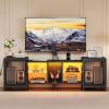 imageYITAHOME TV Stand with Mount for Living Room Black Modern TV Stand for 70inch TV with Power Outlet ampamp LED Lights LED Entertainment Center Gaming TV Console Cabinet Black Carbon Fiber