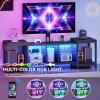 imageYITAHOME TV Stand with Mount for Living Room Black Modern TV Stand for 70inch TV with Power Outlet ampamp LED Lights LED Entertainment Center Gaming TV Console Cabinet Black Carbon Fiber