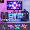 imageYITAHOME TV Stand with Mount for Living Room TV Stand for 70inch TV with Power Outlet ampamp LED Lights LED Entertainment Center Gaming TV Console Cabinet Rustic Brown ampamp Black