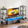 imageYITAHOME TV Stands for 65 inch TV Entertainment Center with 2 Industrial 4Tier Bookshelves LED TV Stands for Living Room Modern Farmhouse TV Console Cabinet with Power Outlets GreyGrey
