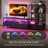 imageYITAHOME TV Stands for 65 inch TV Entertainment Center with 2 Industrial 4Tier Bookshelves LED TV Stands for Living Room Modern Farmhouse TV Console Cabinet with Power Outlets GreyBlack