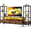 imageYITAHOME TV Stands for 65 inch TV Entertainment Center with 2 Industrial 4Tier Bookshelves LED TV Stands for Living Room Modern Farmhouse TV Console Cabinet with Power Outlets GreyRustic Brown