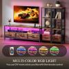 imageYITAHOME TV Stands for 65 inch TV Entertainment Center with 2 Industrial 4Tier Bookshelves LED TV Stands for Living Room Modern Farmhouse TV Console Cabinet with Power Outlets GreyRustic Brown