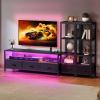 imageYITAHOME TV Stands for 65 inch TV Entertainment Center with 2 Industrial 4Tier Bookshelves LED TV Stands for Living Room Modern Farmhouse TV Console Cabinet with Power Outlets GreyBlack