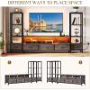 imageYITAHOME TV Stands for 65 inch TV Entertainment Center with 2 Industrial 4Tier Bookshelves LED TV Stands for Living Room Modern Farmhouse TV Console Cabinet with Power Outlets GreyGrey
