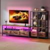 imageYITAHOME TV Stands for 65 inch TV Entertainment Center with 2 Industrial 4Tier Bookshelves LED TV Stands for Living Room Modern Farmhouse TV Console Cabinet with Power Outlets GreyRustic Brown