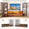 imageYITAHOME TV Stands for 65 inch TV Entertainment Center with 2 Industrial 4Tier Bookshelves LED TV Stands for Living Room Modern Farmhouse TV Console Cabinet with Power Outlets GreyRustic Brown