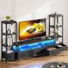 imageYITAHOME TV Stands for 65 inch TV Entertainment Center with 2 Industrial 4Tier Bookshelves LED TV Stands for Living Room Modern Farmhouse TV Console Cabinet with Power Outlets GreyBlack