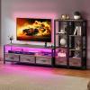 imageYITAHOME TV Stands for 65 inch TV Entertainment Center with 2 Industrial 4Tier Bookshelves LED TV Stands for Living Room Modern Farmhouse TV Console Cabinet with Power Outlets GreyGrey