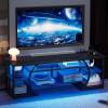 imageYITAHOME TV Stands for Living Room 70 inch TV Stand Entertainment Center with Storage ampamp Power Outlets LED TV Stand TV Console Cabinet Rustic BrownBlack