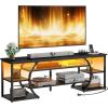 imageYITAHOME TV Stands for Living Room 70 inch TV Stand Entertainment Center with Storage ampamp Power Outlets LED TV Stand TV Console Cabinet Rustic BrownBlack