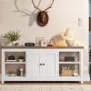 imageYITAHOME TV Stands for Living Room Modern Entertainment Center with Power Outlets for Television up to 65 Inch Farmhouse Media Console TV Cabinet with Adjustable Shelf ampamp Open Shelves WhiteWhite