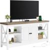 imageYITAHOME TV Stands for Living Room Modern Entertainment Center with Power Outlets for Television up to 65 Inch Farmhouse Media Console TV Cabinet with Adjustable Shelf ampamp Open Shelves WhiteWhite