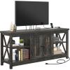 imageYITAHOME TV Stands for Living Room Modern Entertainment Center with Power Outlets for Television up to 65 Inch Farmhouse Media Console TV Cabinet with Adjustable Shelf ampamp Open Shelves WhiteDark Rustic Oak