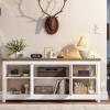 imageYITAHOME TV Stands for Living Room Modern Entertainment Center with Power Outlets for Television up to 65 Inch Farmhouse Media Console TV Cabinet with Adjustable Shelf ampamp Open Shelves WhiteWhite