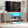 imageYITAHOME TV Stands for Living Room Modern Entertainment Center with Power Outlets for Television up to 65 Inch Farmhouse Media Console TV Cabinet with Adjustable Shelf ampamp Open Shelves WhiteLight Oak