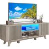 imageYITAHOME TV Stands for Living Room Modern Entertainment Center with Power Outlets for Television up to 65 Inch Farmhouse Media Console TV Cabinet with Adjustable Shelf ampamp Open Shelves WhiteLight Oak