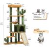 imageYITAHOME Tall Cactus Cat Tree Tower with SelfGrooming Brush 60in Cute Cat Climbing Tower for Indoor Cats with Cat Condo Top Perch Basktet Sisal Scratching Posts and Board Dangling BallCactus60in