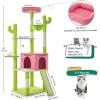 imageYITAHOME Tall Cactus Cat Tree Tower with SelfGrooming Brush 60in Cute Cat Climbing Tower for Indoor Cats with Cat Condo Top Perch Basktet Sisal Scratching Posts and Board Dangling BallGreen  Pink68in