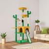 imageYITAHOME Tall Cactus Cat Tree Tower with SelfGrooming Brush 60in Cute Cat Climbing Tower for Indoor Cats with Cat Condo Top Perch Basktet Sisal Scratching Posts and Board Dangling BallGreen  Yellow68in