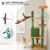 imageYITAHOME Tall Cactus Cat Tree Tower with SelfGrooming Brush 60in Cute Cat Climbing Tower for Indoor Cats with Cat Condo Top Perch Basktet Sisal Scratching Posts and Board Dangling BallCactus60in
