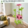 imageYITAHOME Tall Cactus Cat Tree Tower with SelfGrooming Brush 60in Cute Cat Climbing Tower for Indoor Cats with Cat Condo Top Perch Basktet Sisal Scratching Posts and Board Dangling BallGreen  Pink68in