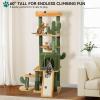 imageYITAHOME Tall Cactus Cat Tree Tower with SelfGrooming Brush 60in Cute Cat Climbing Tower for Indoor Cats with Cat Condo Top Perch Basktet Sisal Scratching Posts and Board Dangling BallCactus60in