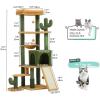 imageYITAHOME Tall Cat Tree Tower with Leaves for Indoor Cats 728in Cute Cat Climbing Tower with SelfGrooming Brush Cat Condo Top Perch Basktet Sisal Scratching Posts and Board Dangling BallCactus602in