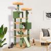 imageYITAHOME Tall Cat Tree Tower with Leaves for Indoor Cats 728in Cute Cat Climbing Tower with SelfGrooming Brush Cat Condo Top Perch Basktet Sisal Scratching Posts and Board Dangling BallCactus