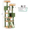 imageYITAHOME Tall Cat Tree Tower with Leaves for Indoor Cats 728in Cute Cat Climbing Tower with SelfGrooming Brush Cat Condo Top Perch Basktet Sisal Scratching Posts and Board Dangling BallCactus