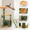 imageYITAHOME Tall Cat Tree Tower with Leaves for Indoor Cats 728in Cute Cat Climbing Tower with SelfGrooming Brush Cat Condo Top Perch Basktet Sisal Scratching Posts and Board Dangling BallCactus37in