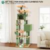 imageYITAHOME Tall Cat Tree Tower with Leaves for Indoor Cats 728in Cute Cat Climbing Tower with SelfGrooming Brush Cat Condo Top Perch Basktet Sisal Scratching Posts and Board Dangling BallCactus
