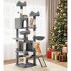 imageYITAHOME Tall Cat Tree for Indoor Cats 75 inch MultiLevel Cat Tower with Cat Condos Top Perches Sisal Ramp Scratching Posts Cozy Basket Hammocks Large Cat Pet Activity Structure Light GrayLight Grey