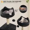 imageYITAHOME Tall Cat Tree for Indoor Cats 75 inch MultiLevel Cat Tower with Cat Condos Top Perches Sisal Ramp Scratching Posts Cozy Basket Hammocks Large Cat Pet Activity Structure Light GrayBlack