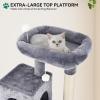 imageYITAHOME Tall Cat Tree for Indoor Cats 75 inch MultiLevel Cat Tower with Cat Condos Top Perches Sisal Ramp Scratching Posts Cozy Basket Hammocks Large Cat Pet Activity Structure Light GrayLight Grey