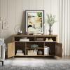 imageYITAHOME Television Stand for 65 Inch TV Farmhouse TV Stand Entertainment Center with Storage and Barn Door Media Console TV Cabinet for Living Room 59 Inches BarnwoodBarnwood