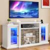 imageYITAHOME Television Stand for 65 Inch TV Farmhouse TV Stand Entertainment Center with Storage and Barn Door Media Console TV Cabinet for Living Room 59 Inches BarnwoodWhite
