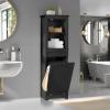 imageYITAHOME Tilt Out Laundry Hamper Cabinet 53quot Tall Hidden Laundry Hamper with Drawer Bathroom Storage Cabinet Shelf with a Clothes Basket BlackBlack