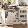 imageYITAHOME TiltOut Trash Can Cabinet with Outlets 13 Gallon Hidden Trash Cabinet with Storage Rack Kitchen Island with Hidden Trash Can Storage Kitchen Garbage Cabinets White OakWhite Oak