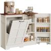 imageYITAHOME TiltOut Trash Can Cabinet with Outlets 13 Gallon Hidden Trash Cabinet with Storage Rack Kitchen Island with Hidden Trash Can Storage Kitchen Garbage Cabinets White OakWhite Oak