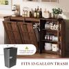imageYITAHOME TiltOut Trash Can Cabinet with Outlets 13 Gallon Hidden Trash Cabinet with Storage Rack Kitchen Island with Hidden Trash Can Storage Kitchen Garbage Cabinets White OakBrown Oak