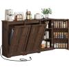 imageYITAHOME TiltOut Trash Can Cabinet with Outlets 13 Gallon Hidden Trash Cabinet with Storage Rack Kitchen Island with Hidden Trash Can Storage Kitchen Garbage Cabinets White OakBrown Oak