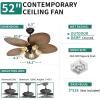 imageYITAHOME Tropical Ceiling Fan with LED Light and Remote 52 Inch Palm Leaf Fan for Home with Clear Seeded Glass Reversible DC Quiet Motor Memory Function for Porch Farmhouse IndoorDark wood grain