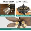 imageYITAHOME Tropical Ceiling Fan with LED Light and Remote 52 Inch Palm Leaf Fan for Home with Clear Seeded Glass Reversible DC Quiet Motor Memory Function for Porch Farmhouse IndoorDark wood grain
